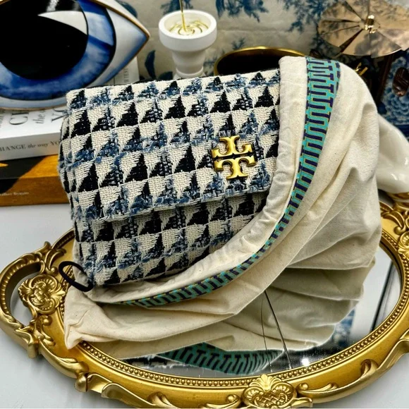 🆕TORY BURCH 🧿 NWT Kira Chevron Tweed Small Convertible Shoulder Bag, Tory Navy - Picture 13 of 14